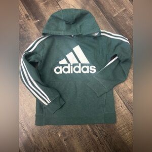 Adidas Kids Forest Green Hoodie with White Stripes *** see flaw on second pic***